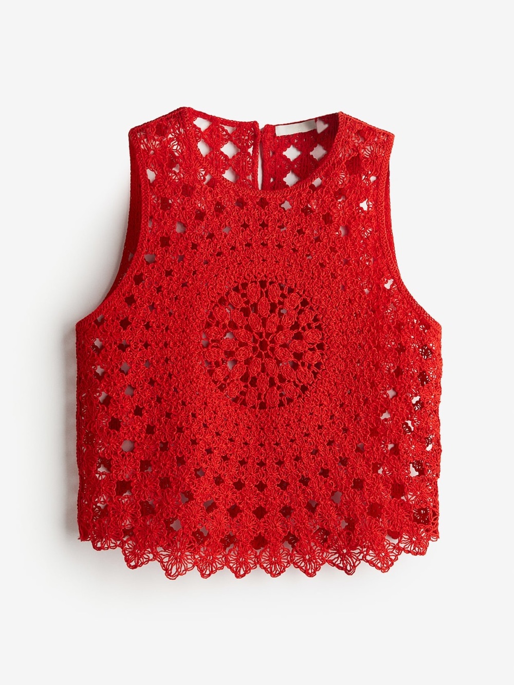 H&M Red Crochet Sleeveless Lace Tank Medium